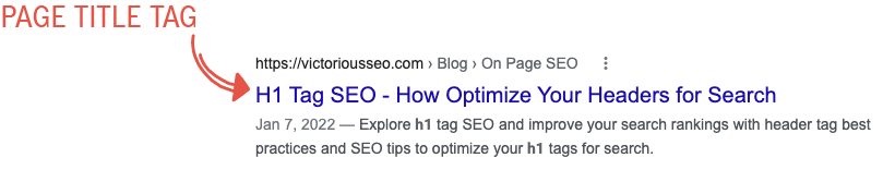 ejemplo de una etiqueta de título que aparece en los resultados de búsqueda