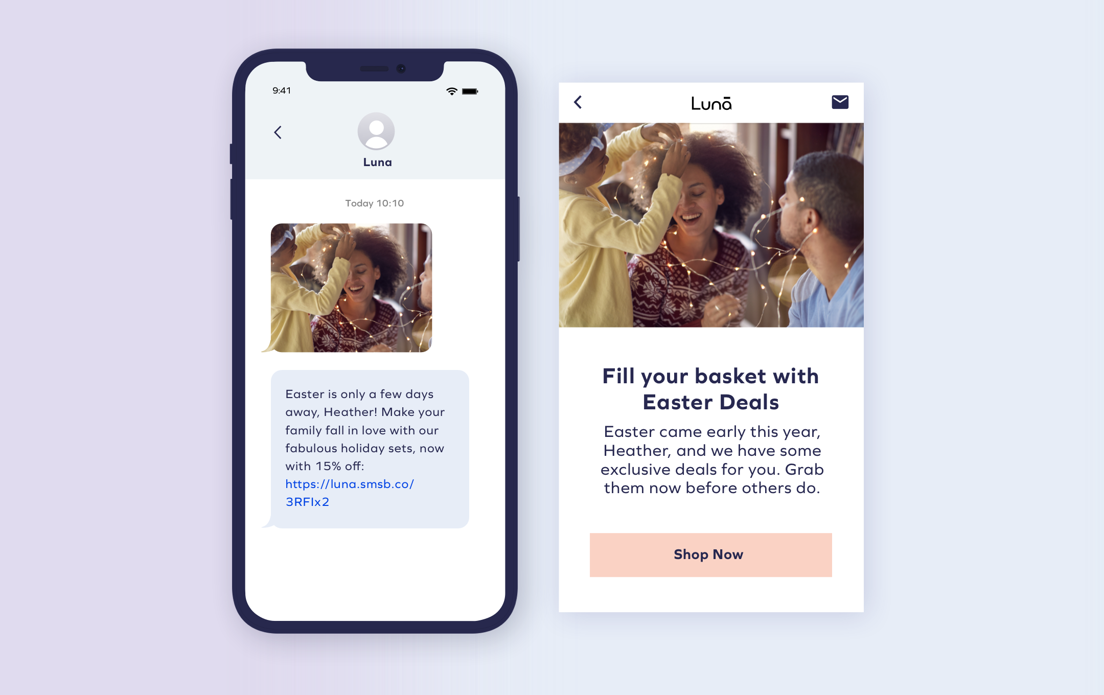 SMS 및 이메일 마케팅 템플릿