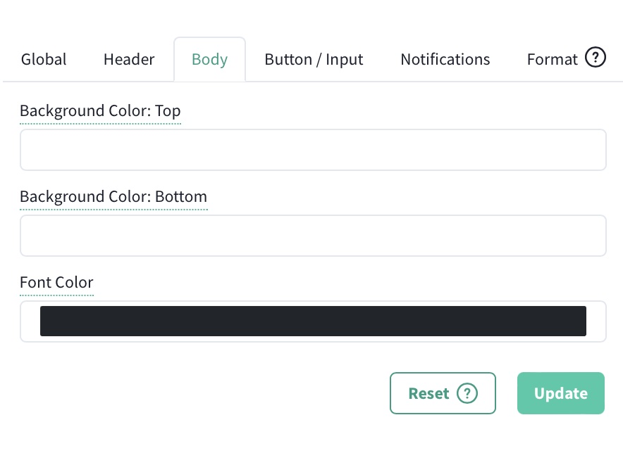 Opzioni di colore del widget di vendita