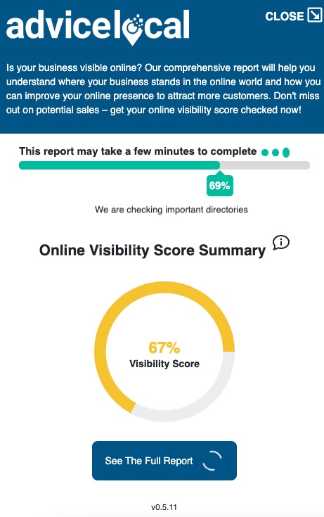 Rapporto sul punteggio di visibilità online