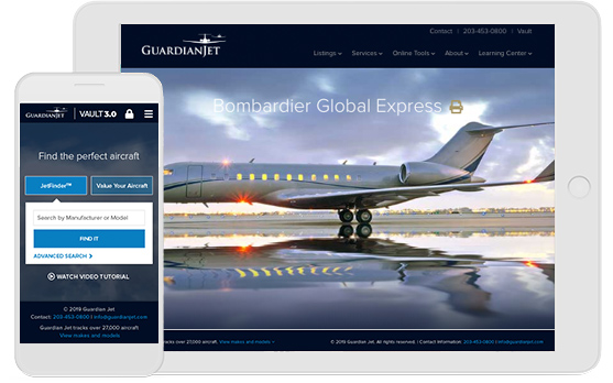 Noul site web Guardian Jet al echipei de marketing aviatic Mediaboom.