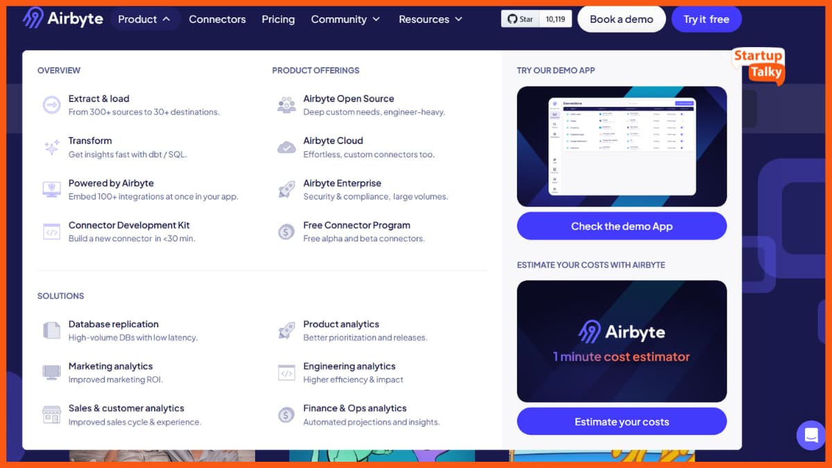 منتجات وحلول Airbyte