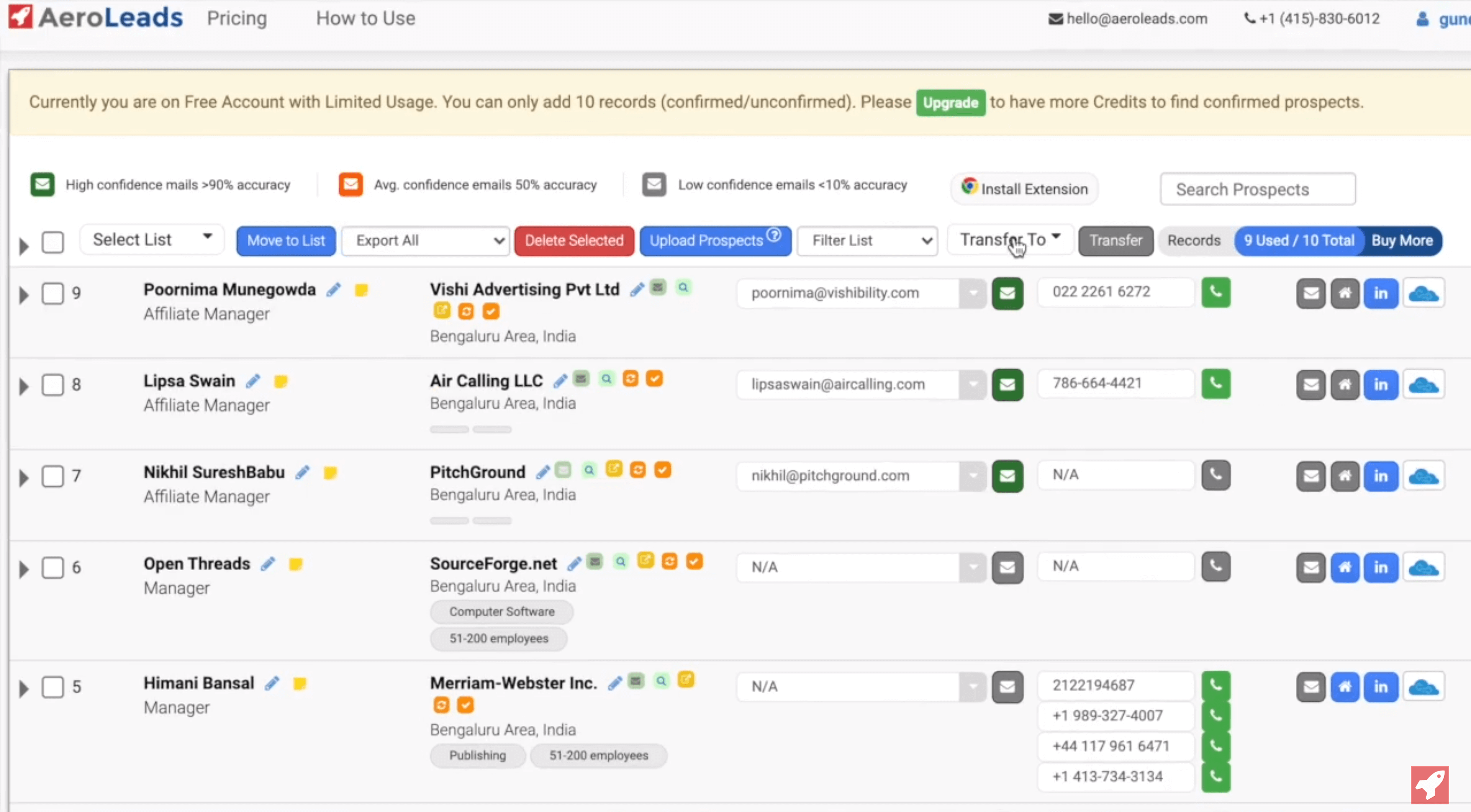 ภาพหน้าจอของ Aeroleads