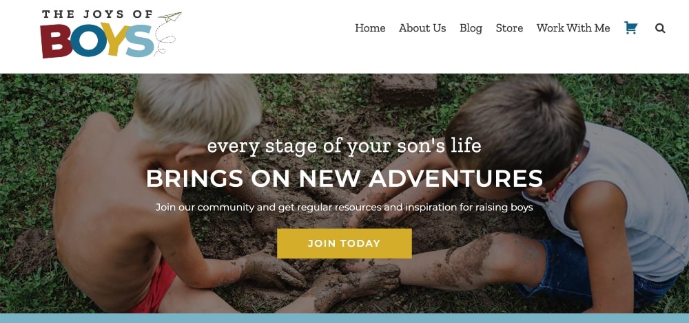 скриншот домашней страницы сайта The Joys of Boys
