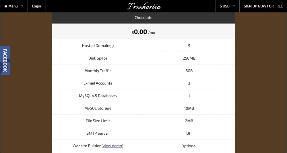 フリーホスティアチョコレートプランの特徴