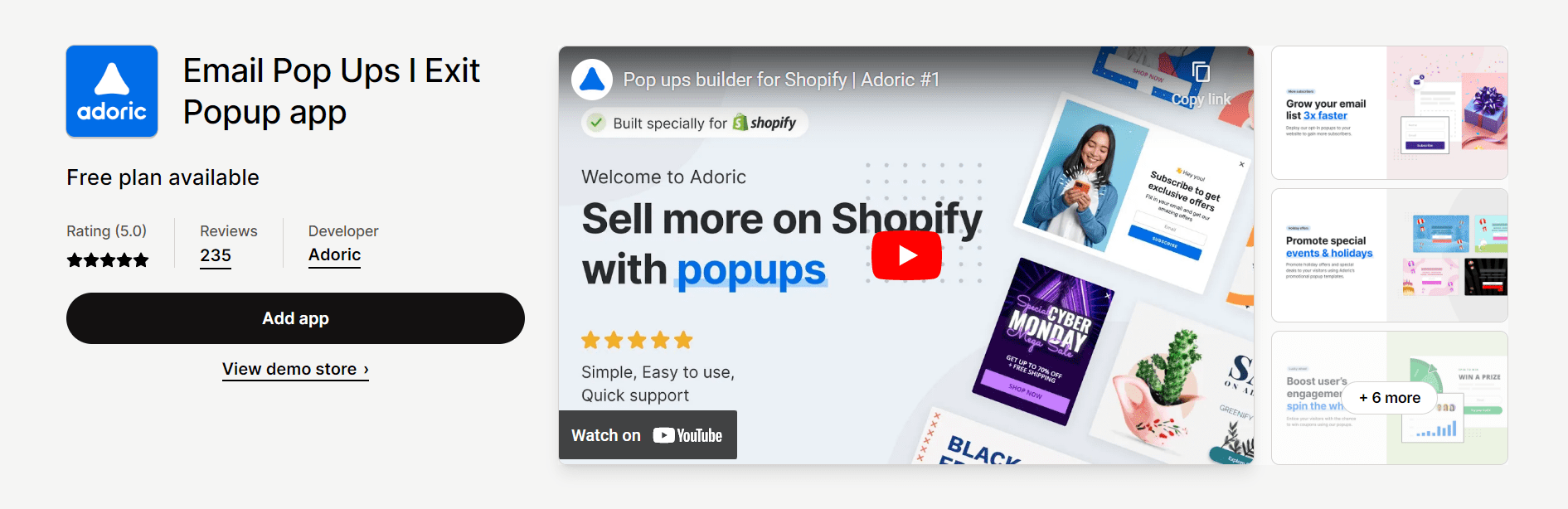 Aplicația Adoric Shopify