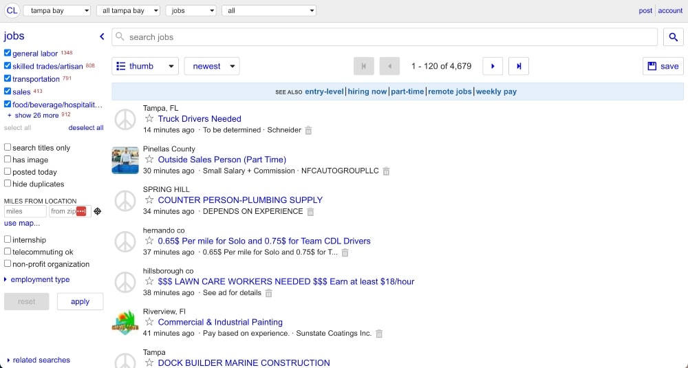 Annunci di lavoro Craigslist