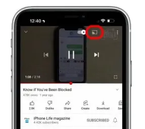 افتح YouTube أو تطبيق دفق آخر متوافق مع Chromecast على chromecast من iphone