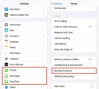 Utilizzo dell'app Impostazioni per bloccare un numero su iPhone
