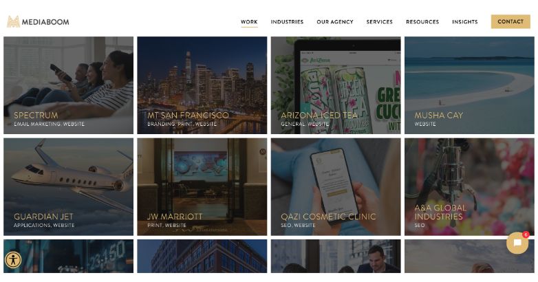 Mediaboom en la página de empleos proporciona estudios de casos respaldados por narraciones.
