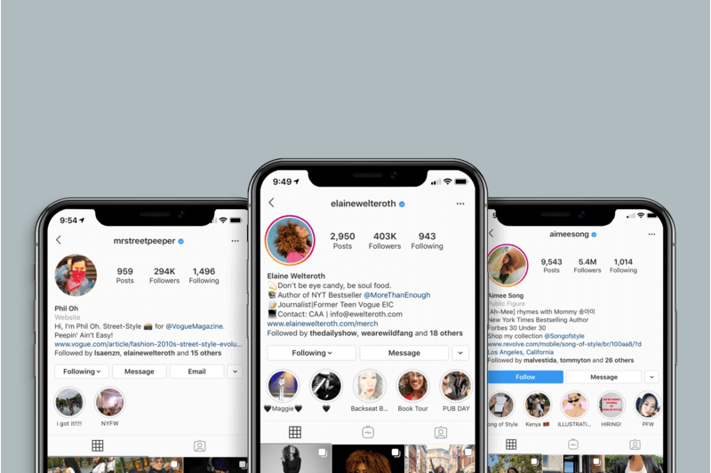 Mockup di un set di tre iPhone 11