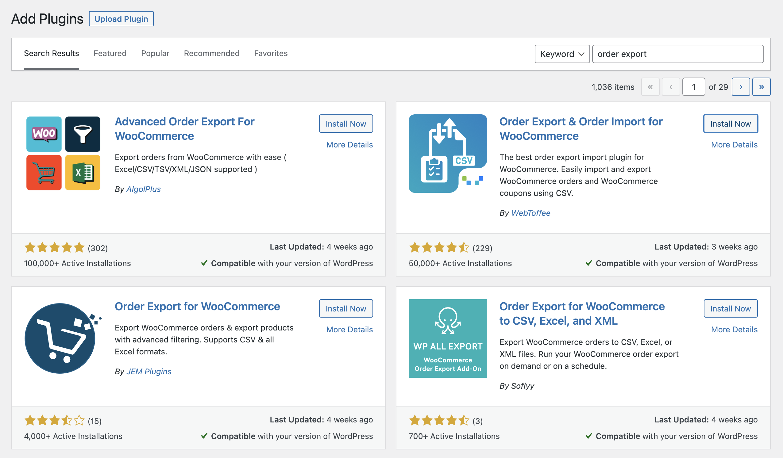 export de comandă pentru woocommerce