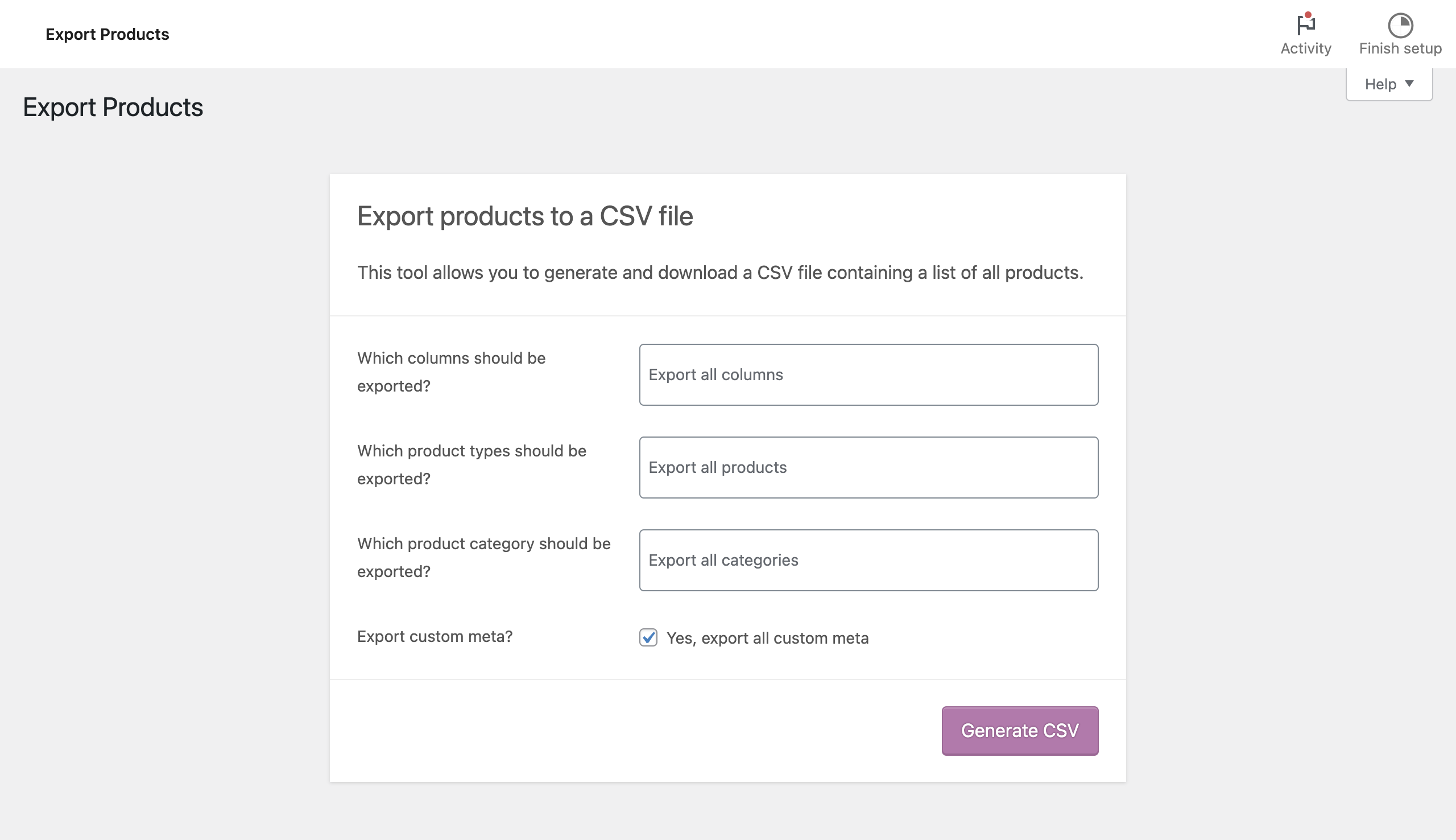 exportați produse din woocommerce