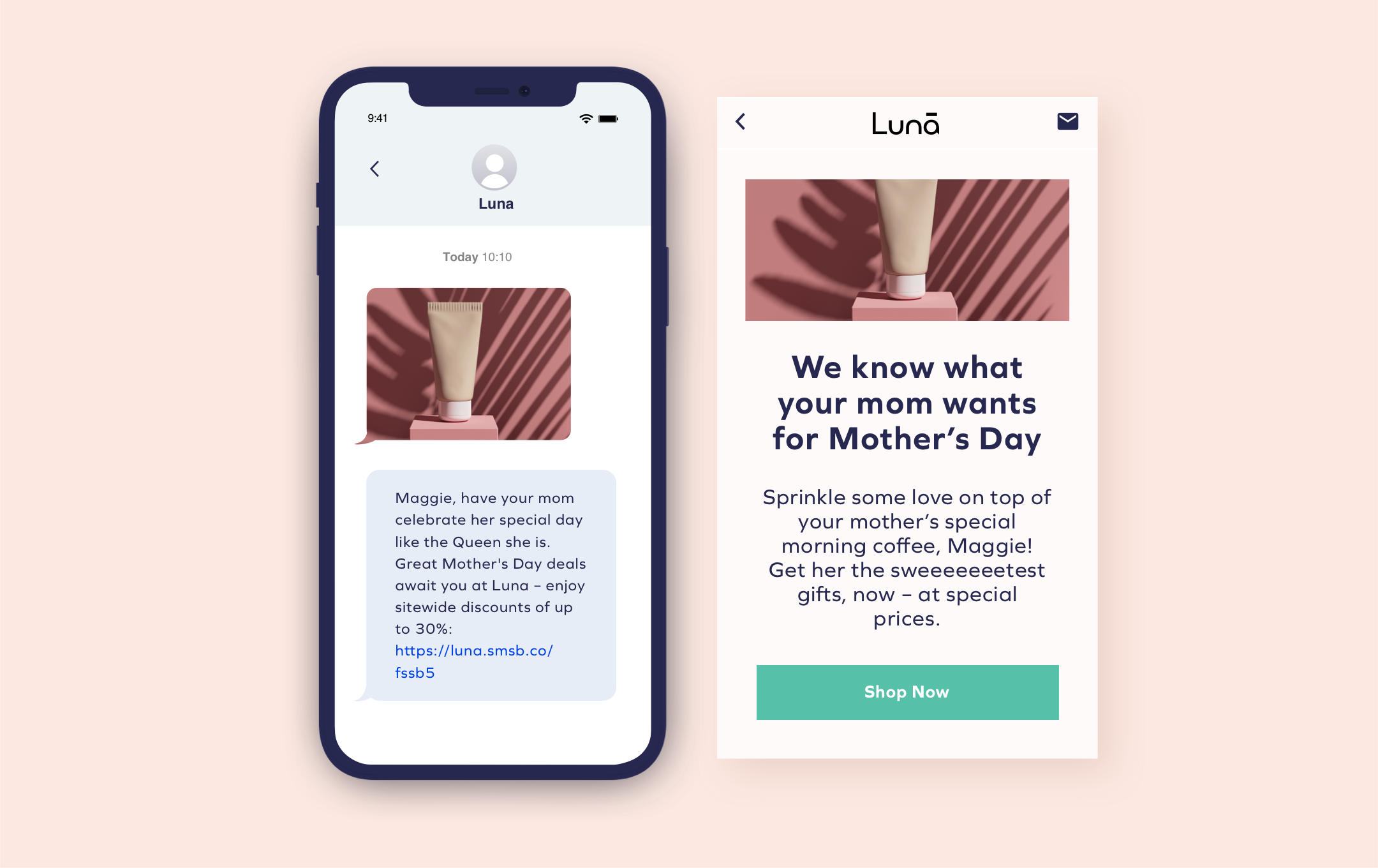 نموذج الرسائل القصيرة والبريد الإلكتروني لعيد الأم