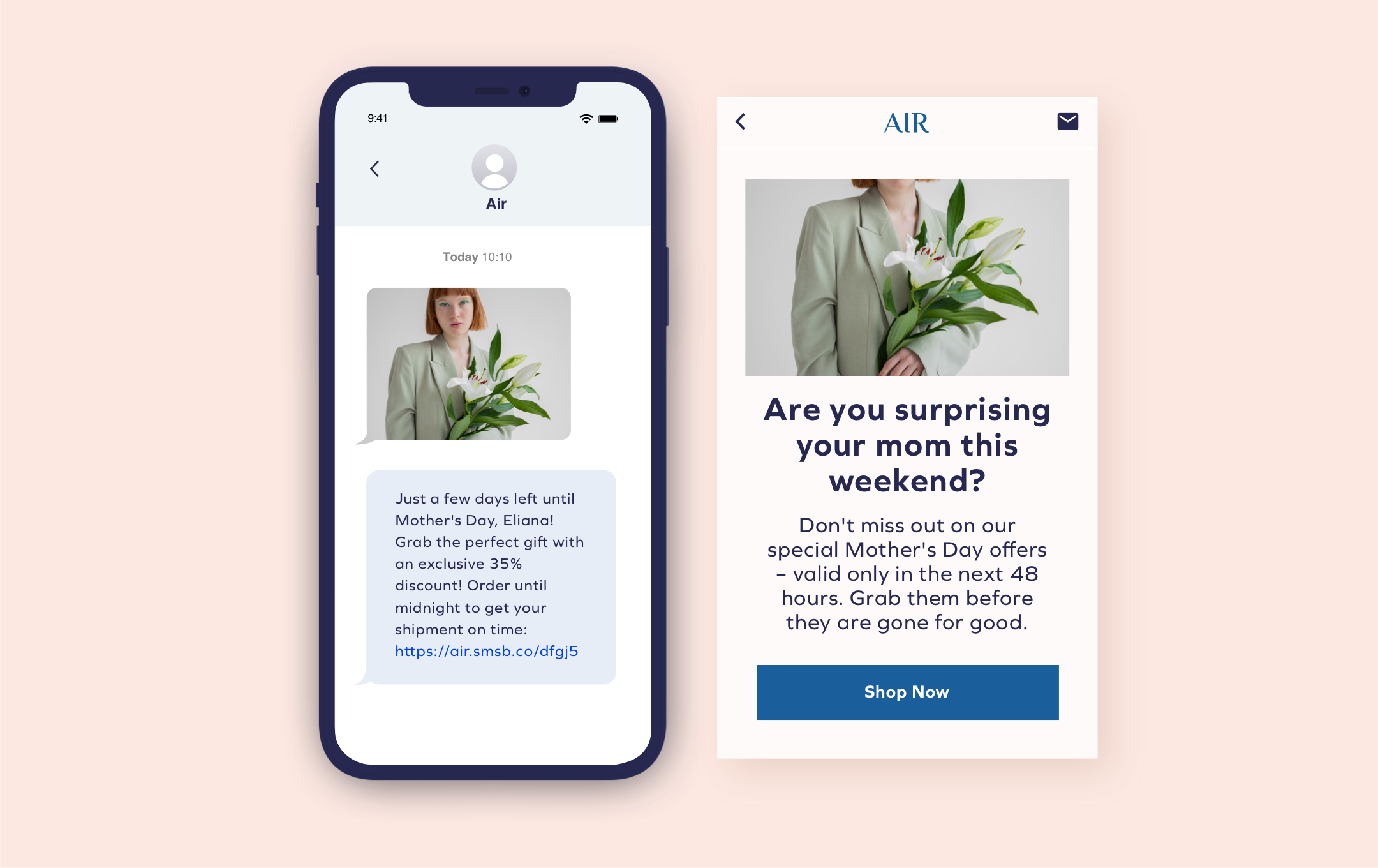 نموذج الرسائل القصيرة والبريد الإلكتروني لعيد الأم