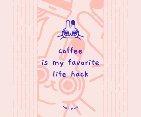 Pappbecher-Designer mit Kaffeemotiv und einem illustrierten Häschen und einem Zitat 5259