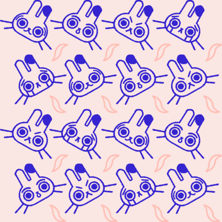 Niedlicher Druckmuster-Designer für ein Café mit Häschengrafiken 5227