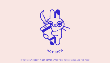 Visitenkarten-Maker mit Kaffeemotiv auf der Vorderseite mit einem niedlichen illustrierten Häschen 5227