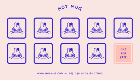 Visitenkarten-Maker mit Kaffee-Thema auf der Rückseite, mit Hasengrafiken und einem Promo 5227