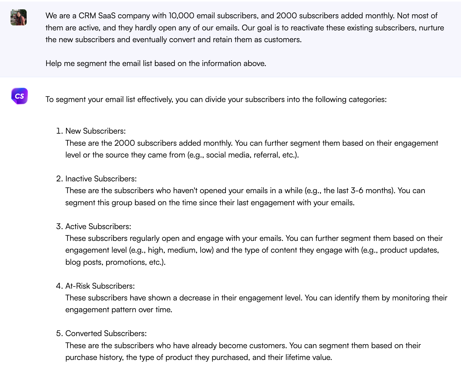 Chatsonic สำหรับการแบ่งกลุ่มรายชื่ออีเมล - ChatGPT สำหรับการตลาดผ่านอีเมล