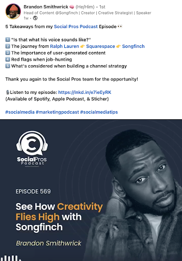 przykład podcastu promującego gościa