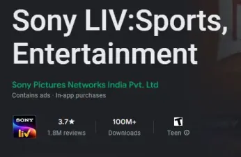 Scarica l'app SonyLIV per le app di streaming di cricket dal vivo per Android