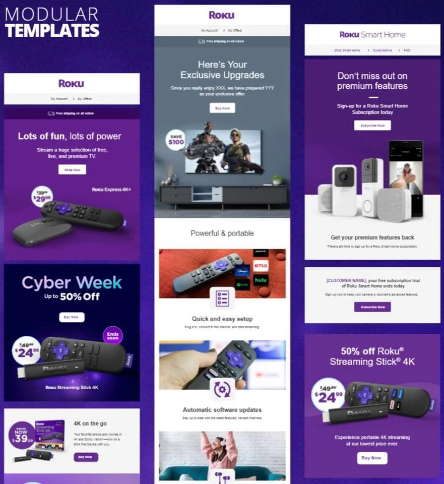Modułowe szablony do e-mail marketingu Roku