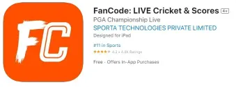 Instale la aplicación FanCode para aplicaciones de transmisión de cricket en vivo para iPhone