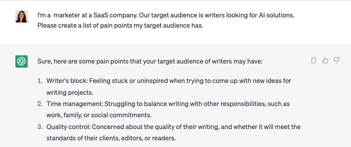 向 ChatGPT 詢問痛點