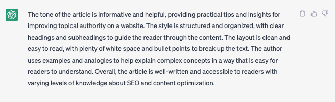 chatgpt 提供音調信息的示例