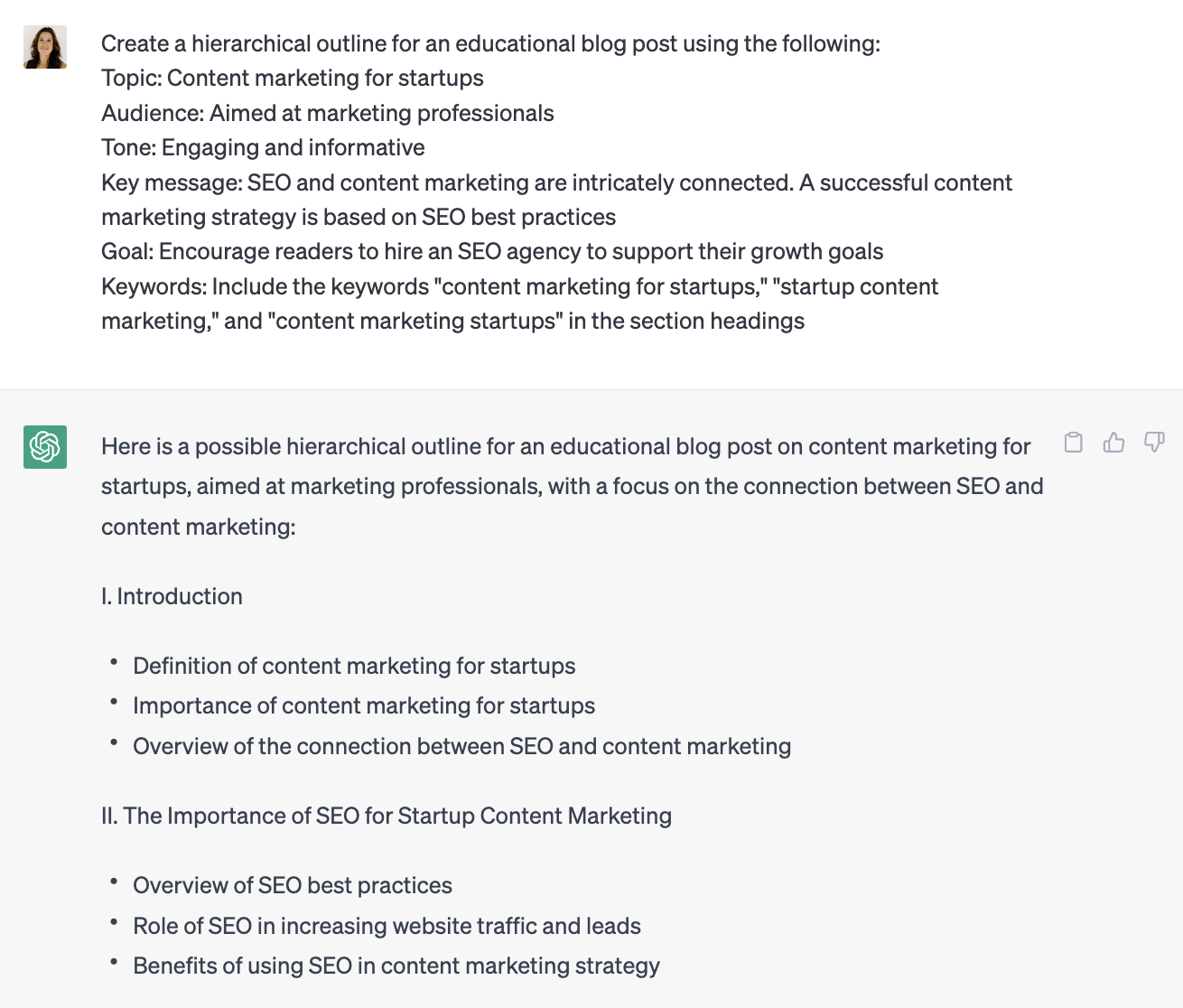 使用 chatpt 創建大綱