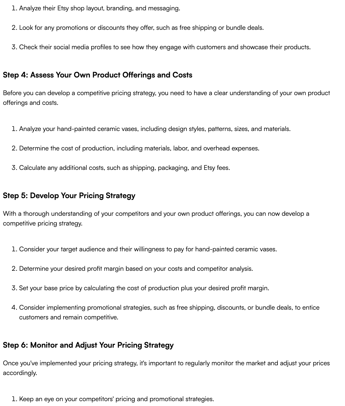 가격 전략 및 경쟁 분석을 위한 ChatGPT - Etsy용 ChatGPT