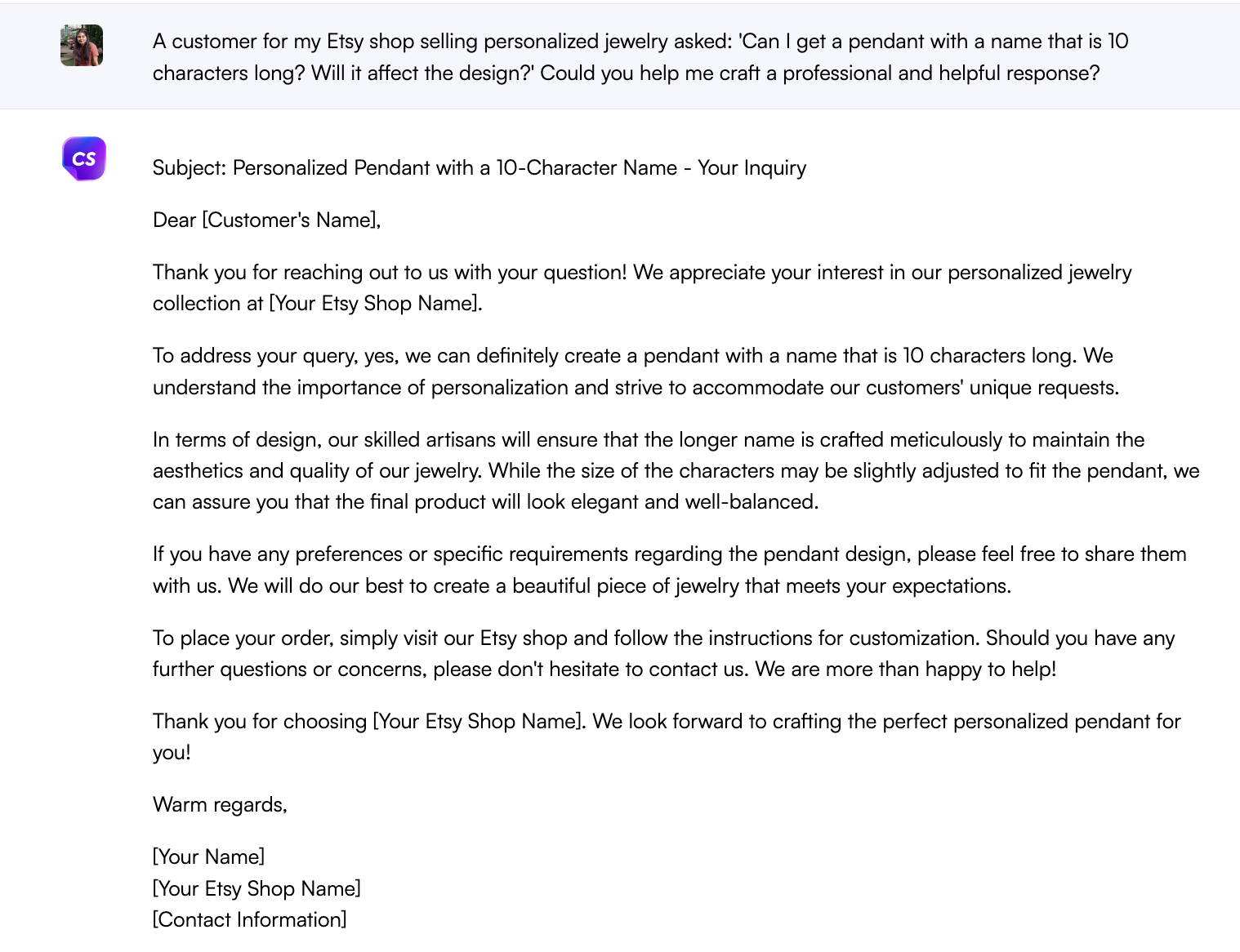 고객 지원 및 참여를 위한 ChatGPT 프롬프트 - Etsy용 ChatGPT