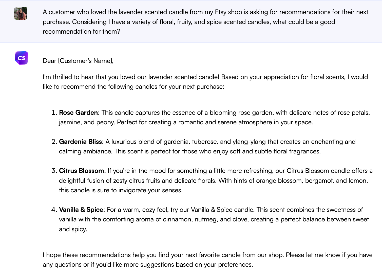 맞춤형 추천을 위한 ChatGPT 프롬프트 - Etsy용 ChatGPT