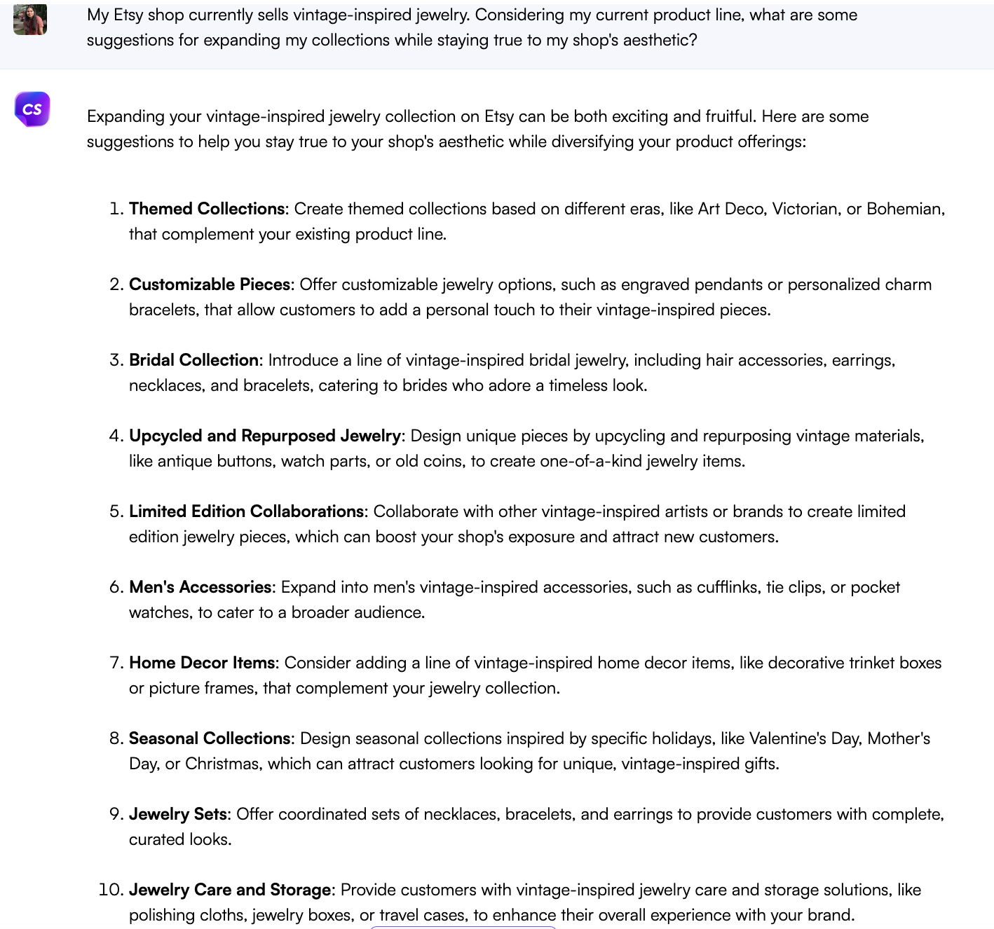 제품 라인 및 컬렉션 확장을 위한 ChatGPT 프롬프트 - Etsy용 ChatGPT