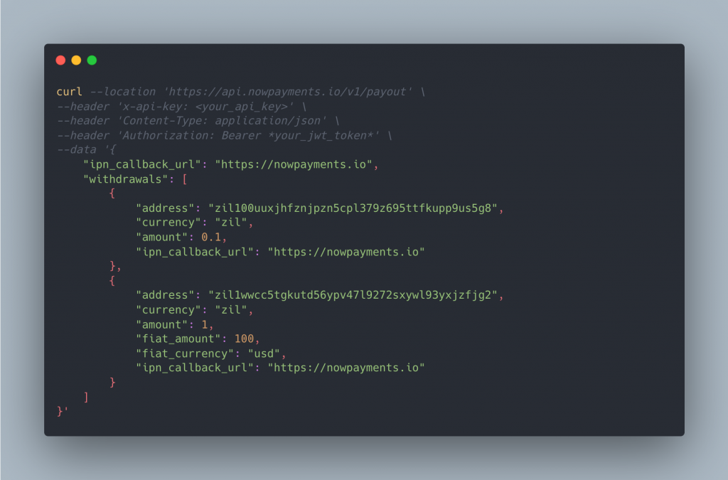 Zilliqa の一括支払い API