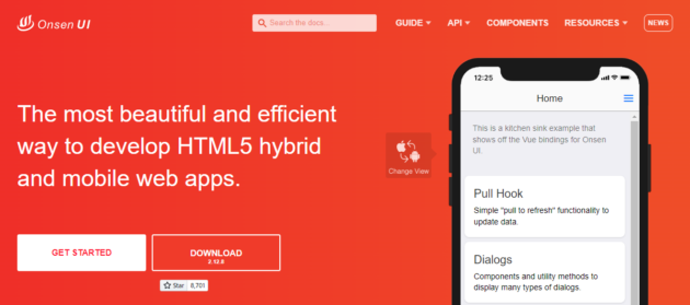 onsen.io-captură de ecran