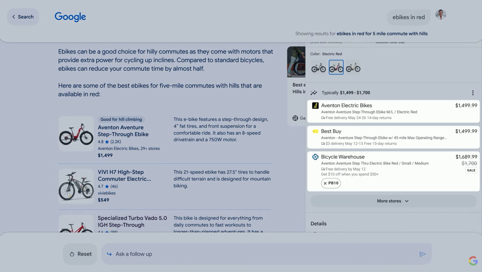 突出顯示出現在 AI 搜索中的零售商的屏幕截圖