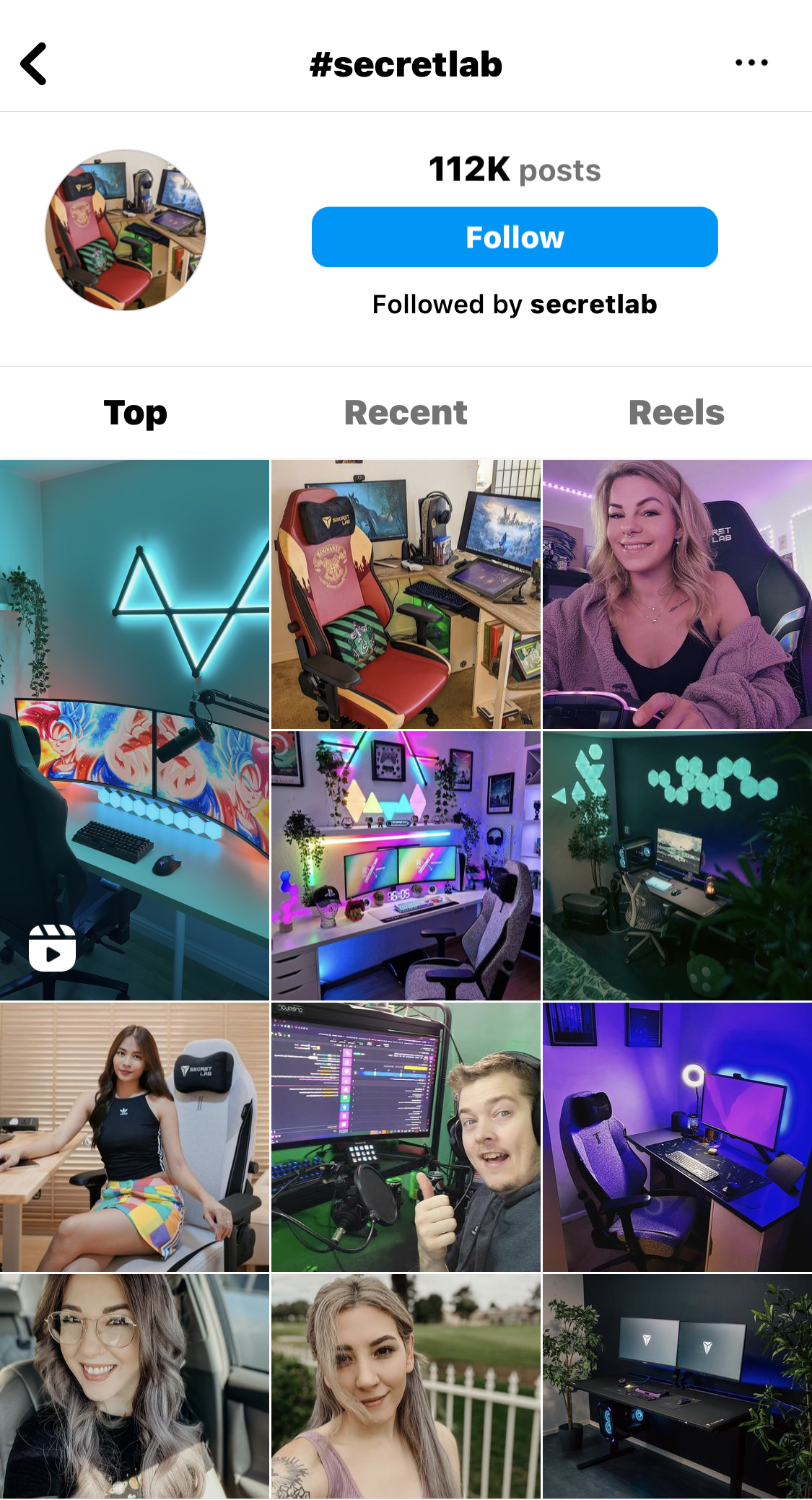 Instagram 上 secretlab 標籤的屏幕截圖