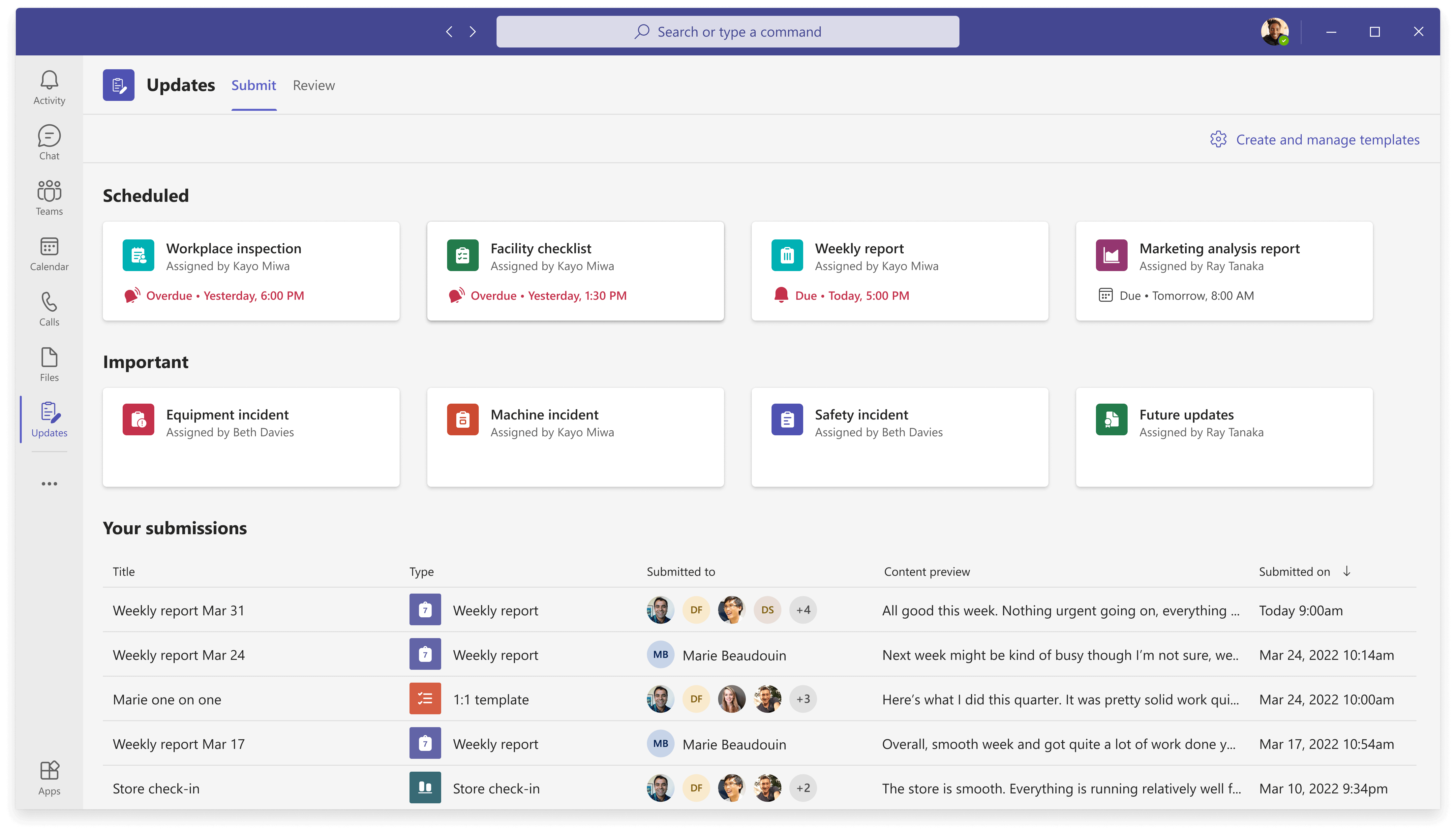 interfaz de Microsoft Teams