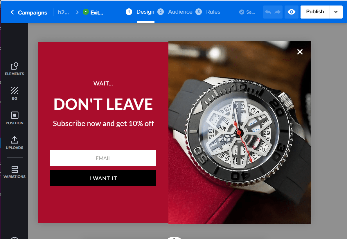 İndirim açılır penceresi