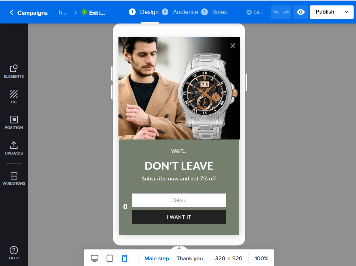 Mobil cihazda açılır pencere
