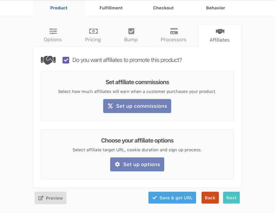 خيارات إدارة الشركات التابعة لـ ThriveCart