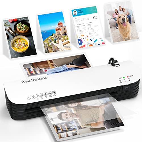 Macchina per laminazione, laminatrice termica da 9 pollici, macchina per laminazione personale Beixtopopo A4/A5/A6 con fogli di laminazione, macchina per laminazione riscaldante 6 in 1 per ufficio scolastico domestico, silenziosa