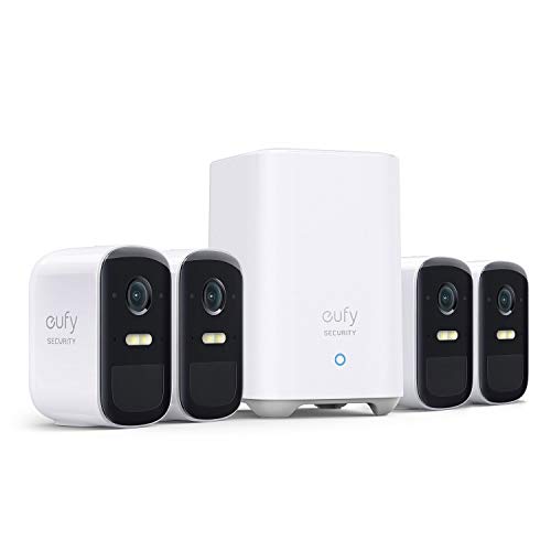 eufy security、eufyCam 2C Pro 4 攝像頭套件、2K 分辨率無線家庭安全系統、HomeKit 兼容性、180 天電池壽命、IP67、夜視和無月費。
