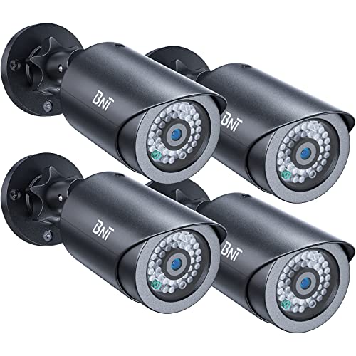 كاميرا مراقبة BNT Dummy Fake ، مع مصباح LED أحمر واحد في الليل ، لأمن المنزل والأعمال داخليًا / خارجيًا (4 عبوات - أسود)