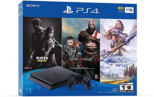 Najnowszy zestaw konsoli do gier Sony Playstation 4 PS4 1TB HDD z trzema grami: The Last of Us, God of War, Horizon Zero Dawn, w zestawie kontroler bezprzewodowy Dualshock 4