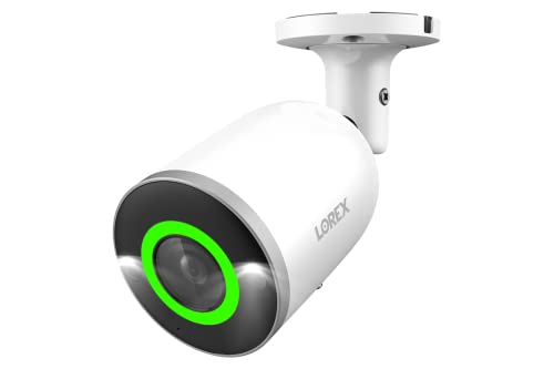 Lorex 4K Deterrence Bullet AI PoE IP Cameră de securitate metalică suplimentară cu fir cu iluminare inteligentă de securitate, vedere pe timp de noapte color și Detectare inteligentă a mișcării Plus