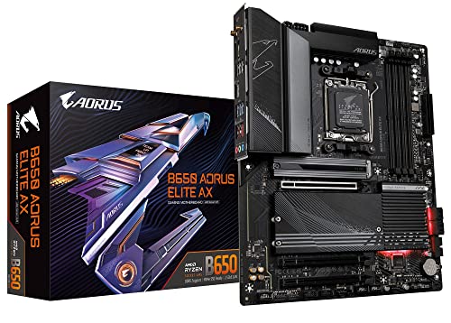 GIGABYTE B650 AORUS Elite AX (AM5/ LGA 1718/ AMD B650/ ATX/ รับประกัน 5 ปี/ DDR5/ M.2/ PCIe 5.0/ USB 3.2 Gen2X2 Type-C/WiFi 6E/ 2.5GbE LAN/Q-Flash Plus/EZ -สลัก/เมนบอร์ดสำหรับเล่นเกม)