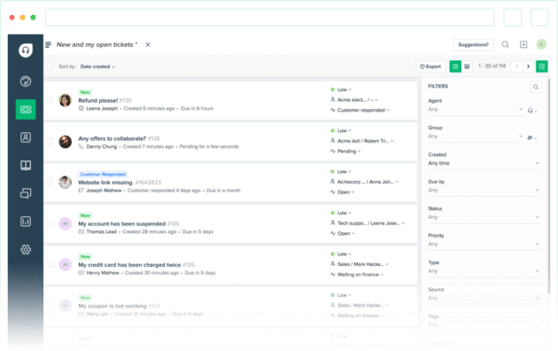 รายการตั๋ว Freshdesk